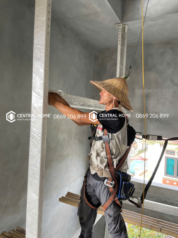 thi công khung thang máy